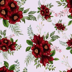  Beautiful watercolor red flower seamless pattern © darren