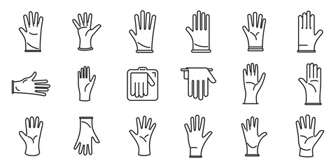 Medical gloves icons set outline vector. Care clinic