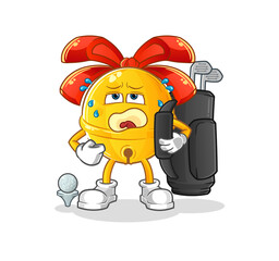 Obraz premium jingle bell with golf equipment. cartoon mascot vector