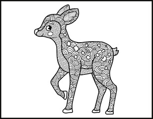 Deer coloring book for adults vector illustration
