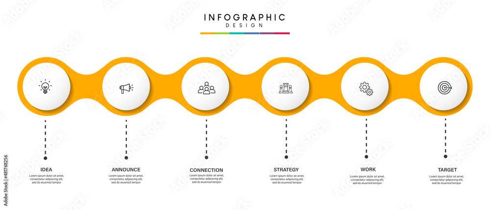 Poster steps business timeline process infographic template design with icons