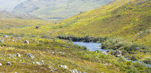 Look from a hiking trail on the beautiful Palmiet River in the Kogelberg Nature Reserve in the Western Cape of South Africa