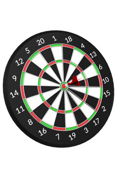 Classic darts board with Arrow isolated on white background 3d illustration