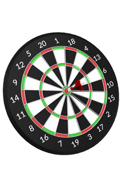 Classic darts board with Arrow isolated on white background 3d illustration