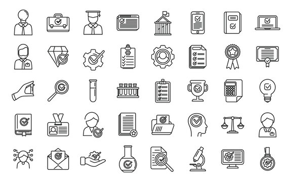 Expertise icons set outline vector. Central manager