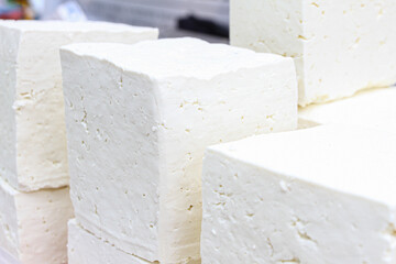 White brine cubes cheese