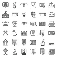 Degree icons set outline vector. Academic bachelor