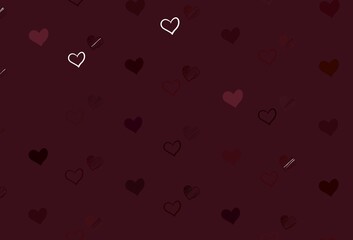 Light Red vector background with hearts.