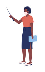 School teacher semi flat color vector character. Standing figure. Full body person on white. College educator occupation isolated modern cartoon style illustration for graphic design and animation