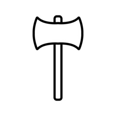 Axe line icon, lumberjack axe vector outline logo isolated on white background