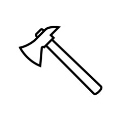 Axe line icon, lumberjack axe vector outline logo isolated on white background