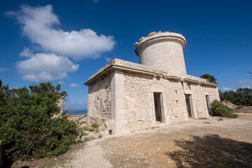 Fototapeta na wymiar Far Vell lighthouse, (Na Popia), Sa Dragonera natural park, Mallorca, Balearic Islands, Spain