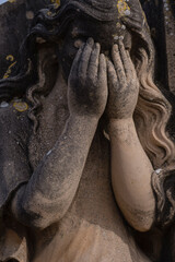Fototapeta na wymiar crying woman, Mut Tomas family grave, Llucmajor cemetery, Mallorca, Balearic Islands, Spain