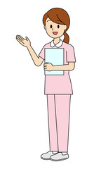 案内をしている笑顔の医療従事者