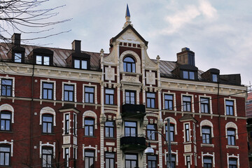 Fototapeta premium Gothenburg city center old red house, Goteborg Sweden, Gothenburg