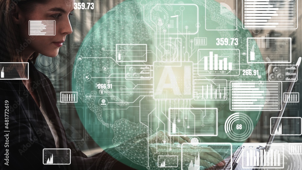 Poster conceptual business dashboard for financial data analysis . 3d render computer graphic .