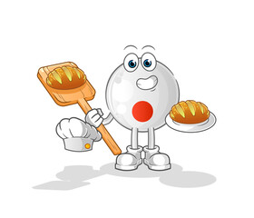 japan flag baker with bread. cartoon mascot vector