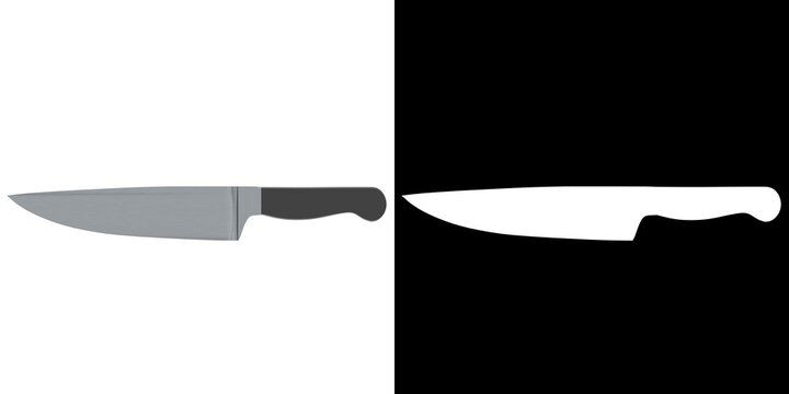 3D rendering illustration of a chef knife kitchen utensil
