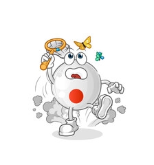 japan flag catch butterfly illustration. character vector