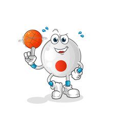 Obraz premium japan flag playing basket ball mascot. cartoon vector
