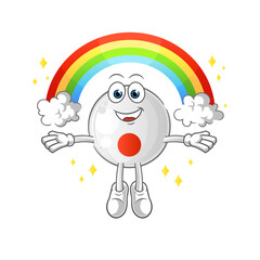 japan flag with a rainbow. cartoon vector