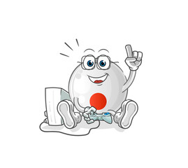japan flag playing video games. cartoon character
