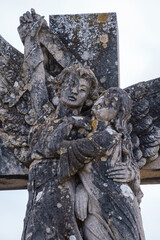 angel raising a woman's soul to heaven, Clar Salva family grave, Llucmajor cemetery, Mallorca, Balearic Islands, Spain