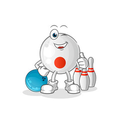 japan flag play bowling illustration. character vector