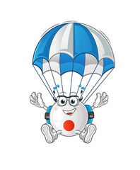 japan flag skydiving character. cartoon mascot vector