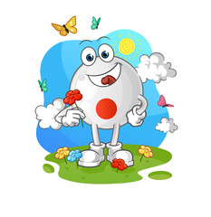 japan flag pick flowers in spring. character vector