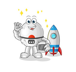 japan flag astronaut waving character. cartoon mascot vector