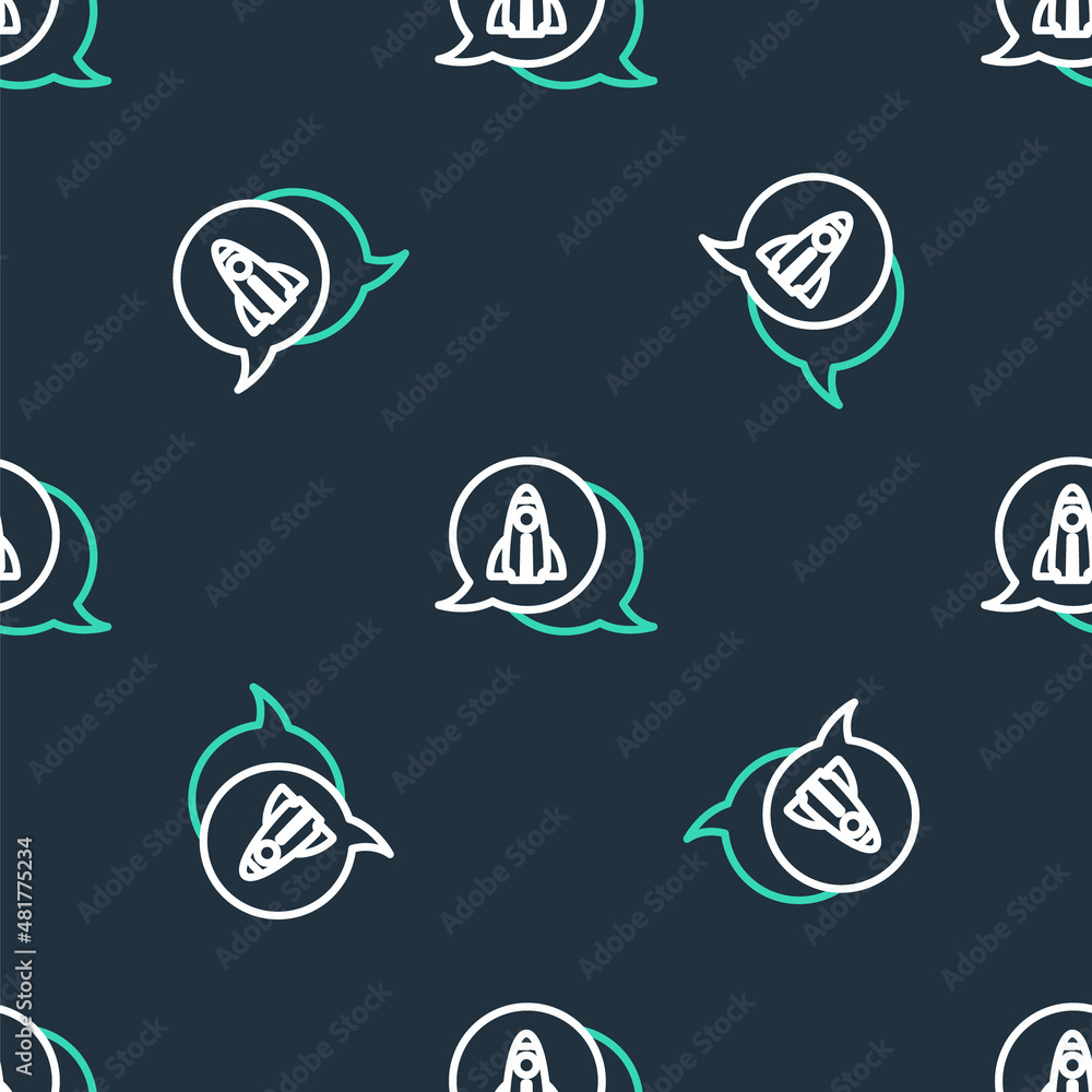 Poster line business startup project concept icon isolated seamless pattern on black background. symbol of 