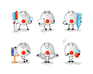 japan flag doctor group character. cartoon mascot vector