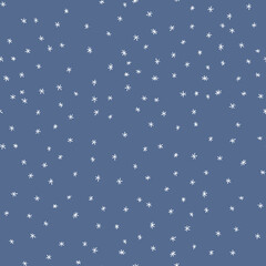 Winter seamless pattern with white snowflakes on blue background. Vector illustration for fabric, textile wallpaper, posters, gift wrapping paper. Christmas vector illustration.
