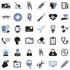 Ambulance Icons. Two Tone Flat Design. Vector Illustration.