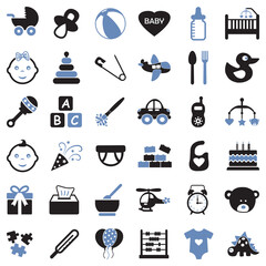 Baby Icons. Two Tone Flat Design. Vector Illustration.