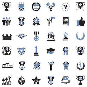 Awards Icons. Two Tone Flat Design. Vector Illustration.