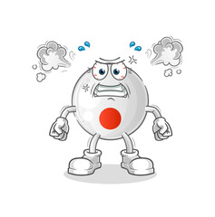 japan flag very angry mascot. cartoon vector