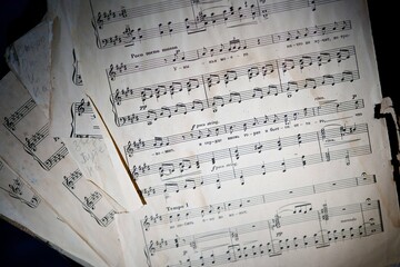 Sheet music for a musician. The concept of culture and art.
