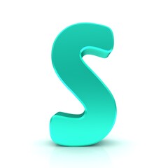 S letter cyan turquoise sign 3d