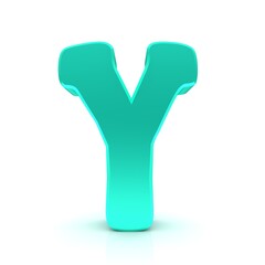 Y letter cyan turquoise sign 3d