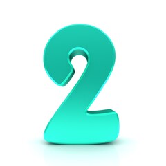 2 two number turquoise 3d