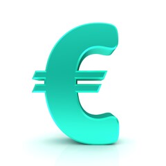 Euro € turquoise sign 3d cyan