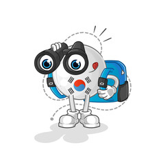 south korea with binoculars character. cartoon mascot vector