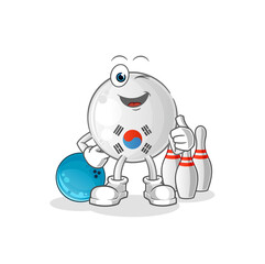 south korea play bowling illustration. character vector