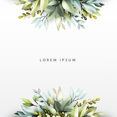 flora frame background with green leaves
