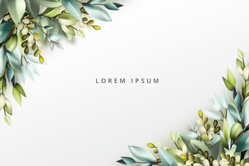 flora frame background with green leaves
