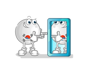 south korea looking into mirror cartoon. cartoon mascot vector
