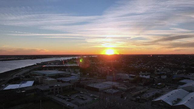 Sunsetting Over The Warehouse District In New Orleans