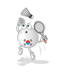 south korea smash at badminton cartoon. cartoon mascot vector